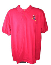 Mickey Co Mens Size Large Polo Shirt Red Embroidered Norm Core Disney Cotton