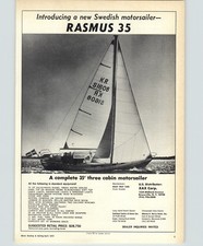 1972 PAPER AD Swedish Motorsailer Rasmus 35 Sailboat Three Cabins 75 HP Volvo