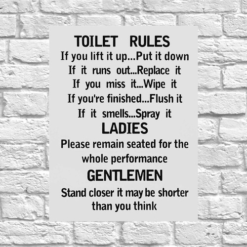 Toilet rules retro tin - rules,, sign