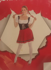 German Beer Maid Dirndl Womens Lederhosen Fancy Dress Costume Oktoberfest Wench