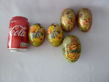 5x Vintage German Paper Mache Easter Eggs  Rabbits, Duck, Floral h8,5cm