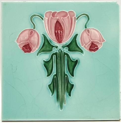 Art deco fireplace tile floral - art,