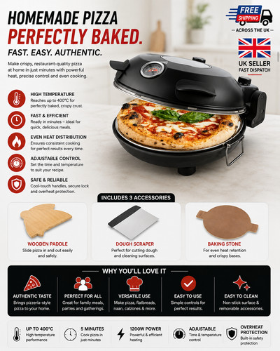 Electric pizza oven - electric, 420°c
