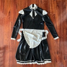 Latex Rubber Fetish Goth Sissy Maid TV Dress Outfit Nurse Cosplay Uniform XL XXL