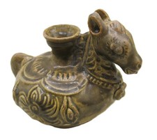 ANCIENT THAI SAWANKHALOK 15TH CENTURY GLAZED POTTERY ZOOMORPHIC VESSEL