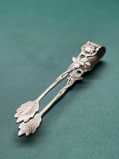 Silver 0.800 sugar tongs/ sugar nips with flowers