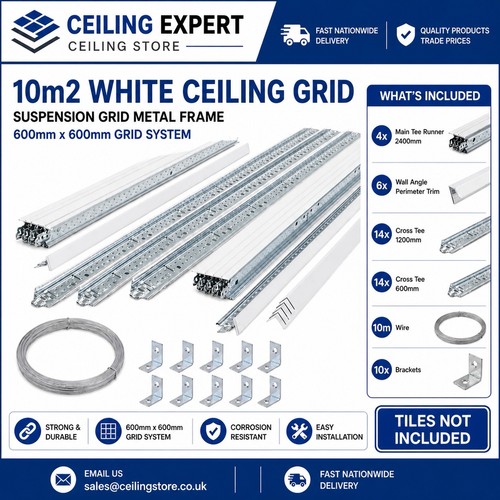 10m2 white suspended - white, ceiling