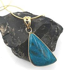 Incredible Atacama Opal Set in Silver Gold Plated Necklace