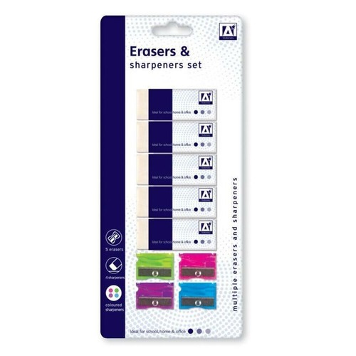 Eraser and sharpener - and,
