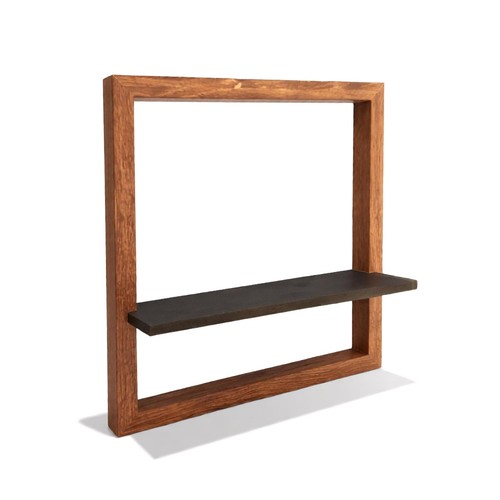 Square wooden floating - wooden, shelf