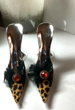 Cypress Just the Right Shoe Leopard Wine Bottle Holder Faux Ruby Stone L-R Set!