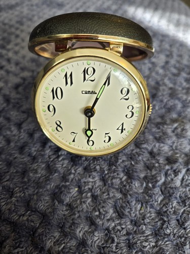 Vintage coral travel clock - travel,