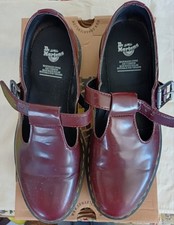 Doc Martens Vegan Polley T-Bar Mary Jane, Cherry Red Shoes, UK 9.