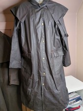 R.M. Williams Vintage Black Oilskin Riding Coat Size Large 