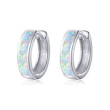 Beautiful Opal Hoop Earrings