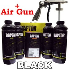 UPOL Raptor Black 4x Liner Kit + Spray Gun Tough Coating Bedliner Paint RLB/S4