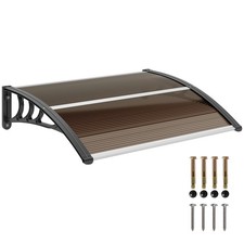 Outsunny Outdoor Window Door Canopy Fixed Awning Porch UV Water Cover Brown