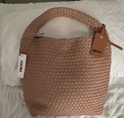 Dkny beige woven leather - leather, top