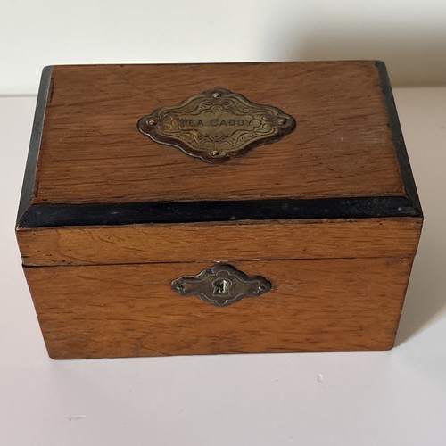 Antique wooden tea caddy - tea,