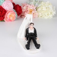 Romantic Funny Bride and Groom Wedding Cake Topper Groom Sit Dress Cake DecorFF