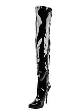Killer Heels Female Savage PVC Thigh Boots in Classic Black