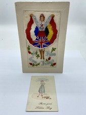 WW1 Embroidered “A Kiss From France” Silk Postcard & Card From Your Solider Boy