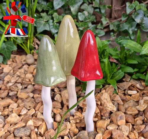 Tinkling ceramic toadstools - ceramic,