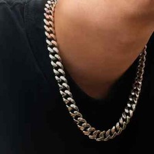 Mens Boys Curb Chain 18"-26" 2mm - 15mm Stainless Steel Silver Cuban Necklace UK
