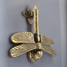 Aged Brass Dragonfly Door Knocker Animal Front Back Antique Vintage Solid