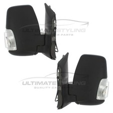 Wing Door Mirrors Ford Transit Mk8 2014-> Short Arm Manual Black Left & Right