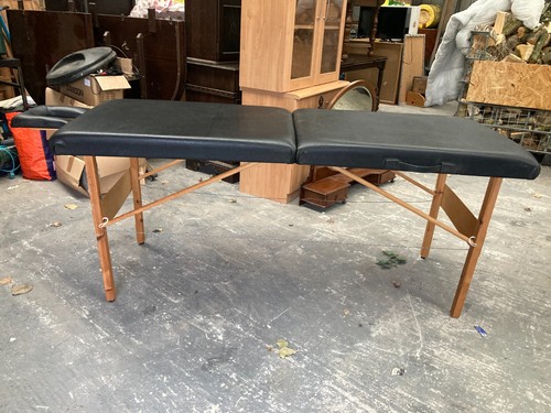 Black wooden massage table - black,