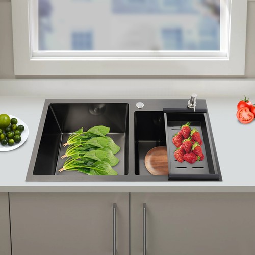 Large deep double bowl sink - double,