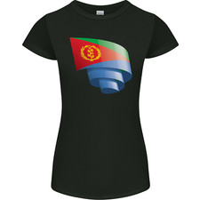 Curled Eritrean Flag Eritrea Flag Day Football Womens Petite Cut T-Shirt