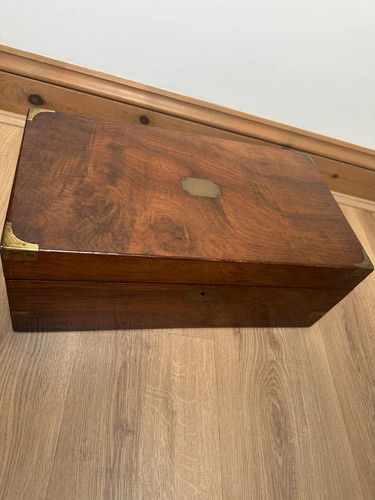 Antique brass bound - brass, mahogany