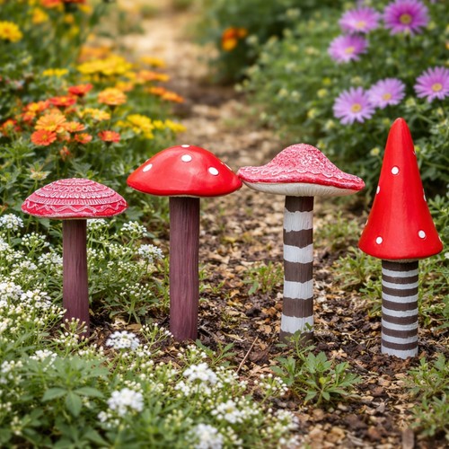 Garden toadstool ornament set - garden,