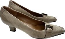 Salvatore Ferragamo Beige Taupe Suede Buckle High Heel Court Shoes UK 7
