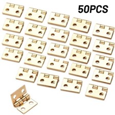 50pcs Small Hinges + Screws Brassed Jewellery Box Dolls House Hinge Accessories