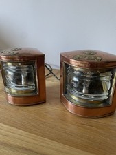 Ships Copper Brass Port Lights Converted 240v With Inline Switches And Plugs Etc