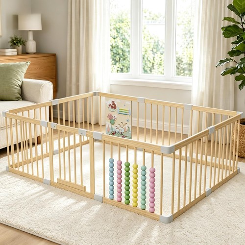 Wooden baby playpen indoor - wooden, playpen,