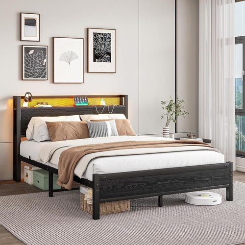 Bed frame with wooden - wooden, storage