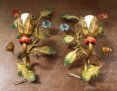 Vintage pair toleware - pair,