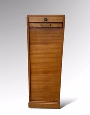 Vintage French Single Tambour Fronted Filing Cabinet Small
