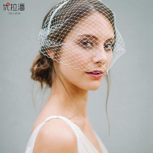 White black bridal birdcage - black,