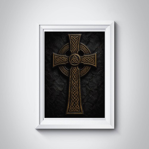 Celtic cross wall art - art, a4