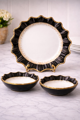 Black gold dinner set elegant - black,