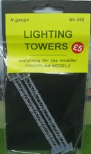 New No.58   N GAUGE LIGHTING TOWER (2)  unpainted. suit Hornby and Peco