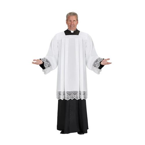 Square neck lace hem clerical - square,