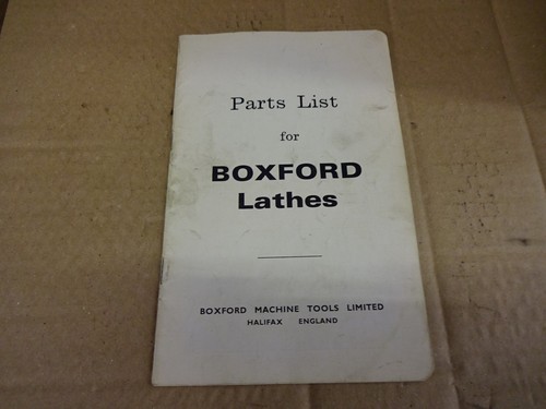 Parts list boxford lathe - list;,