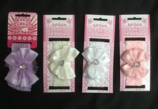 Baby's Lace Headbands Hair Band Bows Flowers Hearts White Lilac Pink Cream NB