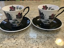 Vintage Royal Albert "Masquerade"  1950's Black Rose Teacup Saucer Gothic Rose